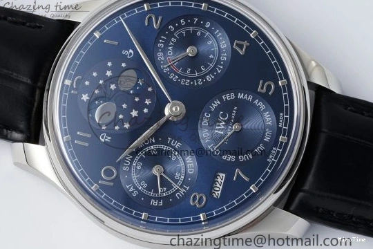 MIROTIME 0323 Bold Portugieser Perpetual Calendar SS 5033 APSF 1:1 Best Edition Blue Dial on Black Leather Strap A52610 Clone 7041